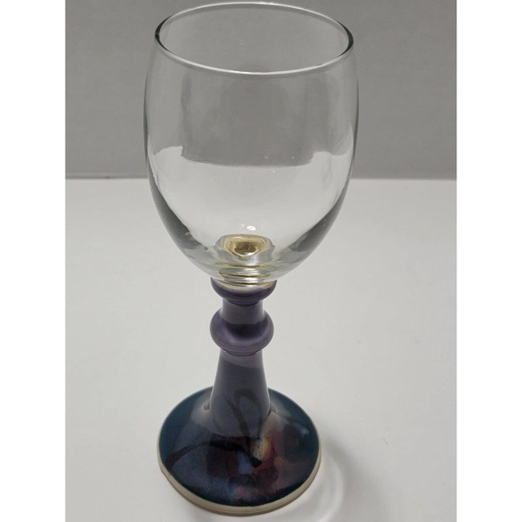 Lot Of 2 Kent Follette Pottery Wine/Champagne Glass With Pottery Stem Signed - Picture 6 of 12